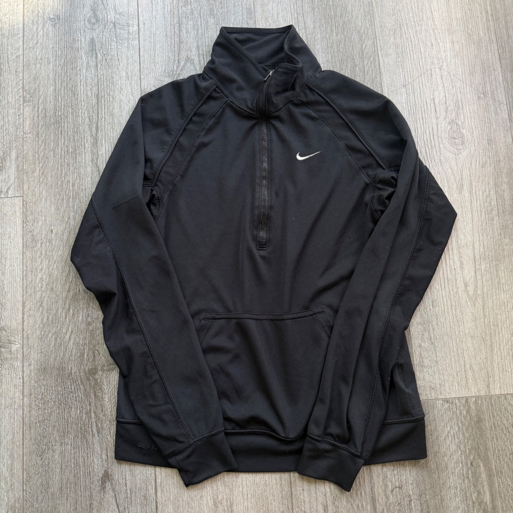 Nike Dri-Fit Mens M Black 1/2 Zip Pullover Athletic Running Training Jacket